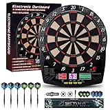 Dartscheibe Elektronisch, Elektronische Dartscheibe mit 6 Dartpfeile und Ersatzspitzen, Dartautomat mit LCD-Display für bis zu 16 Spieler, E Dartboards Inklusive Abw