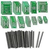 KeeYees 12 Typen SMD zu DIP Adapter Platine PCB Prototype Kit SOP8 SOP10 SOP14 SOP16 SOP20 SOP24 SOP28 0402/0603/0805 SMT SOT89/SOT223 TQFP100 QFN32 QFN44/48 mit 40 Stück 2,54mm S