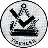 JOB Stick-Aufnäher Patch Zunft Emblem Wappen TISCHLER Ø 8 cm schwarz/weiß