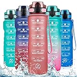 ZOMAKE 1000ml Motivations-Wasserflasche mit Zeitmarkierung und herausnehmbarem Sieb, BPA-freier auslaufsicherer Wasserkrug für Fitness- und Outdoor-Sp