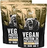 nu3 Vegan Protein 3K Shake - 2 Kg Vanilla Blend - veganes Proteinpulver aus 3 Komponenten Protein mit 71% Eiweiß - Pulver mit leckerem Vanille Geschmack - Lak