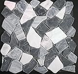 Bruchmosaik Marmor schwarz grau mix 30,5x30,5x0,8cm 1 Tafel Mosako N