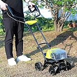 qwertyuio Gartenfräsen-Grubber Schnurloser Rasen-Vertikutierer, Elektrischer Grubber, 4 Pinnenblätter, 36 cm Bodenbearbeitungsbreite, 20 cm Bodenbearbeitungstiefe, Einstellbare Räder, I