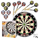 one80 professional perfection Dartscheibe mit 6 Pfeilen, Profi Steel Dartscheibe aus Sisal, Dartscheibe Steeldart Dartscheibe Set mit 6 Dartpfeilen Metallspitze, 6 Dart Schäfte, 24 Dart Flig