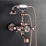 WFAANW Rose Gold Badewanne Wasserhahn Badewanne Dusche Set Kupfer In-Wand-Badewannen-Hahn, C (Farbe: -, Größe: -)