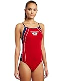 Speedo Womens Lifeguard Endurance Voyager Y-Back Swimwear, Red/Navy, 30