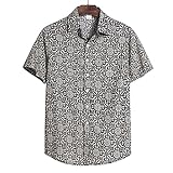 T-Shirt Herren Sommer Vintage Druck Knopfleiste Herren Shirt Atmungsaktiv Klassisch Komfortabel Kurzarm Herren Freizeitshirt Trend Hawaii Herren Strandhemd TC74-Black 3XL