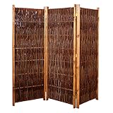 Weiden-Paravent Raumteiler 180x140 cm (LxH) 3-teilig aus Holz + Weide geflochten von Gartenpirat®