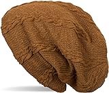 styleBREAKER warme Feinstrick Beanie Mütze mit Zopfmuster und Fleece Innenfutter, Slouch Longbeanie, Unisex 04024131, Farbe:Cog
