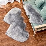 FASZFSAF Wohnzimmer Teppich Teppiche, Doppelherz Kunstfell Schaffell Boden Teppich Shaggy Schlafzimmer Treppe Dekorativer EuropäIscher Stil Einfacher PlüSch Schminktisch Sofamatte,F,60 * 90