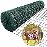 Amagabeli Garden Home 1.22M X 25M Quadrat Drahtzaun Gartenzaun RAL6005 Grünen Maschenweite 50 x 100mm PVC-beschichtetes Gartendrahtnetz Geflügelnetz Drahtgitter-Rolle G