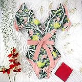 Bikini Badeanzug Damen New Sexy Print Floral Bandage One Piece Swimwear Swimsuit Women Ruffle Summer Beach Wear Strappy Bathing Suit Monokini S Na1959