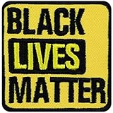 Aufnäher: Black Lives Matter Aufbügler bestickter Patch Bügelbild Bewegung Anti Gewalt Sticker zum Aufnähen Antirassismus Applikation für Kleidung/Kutten/Jeans/Taschen BLM Bewegung 60x60