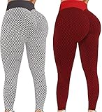 LAsimi 2-teilig Sport Leggings, Anti-Cellulite-Yogahosen, Stretch-Sporthose mit Hohe Taille, Undurchsichtige Push-Up-Yoga-Leggings, Yoga-Trainingshose, Workout Scrunch Butt Lifting Leggings（XS-XXL