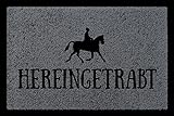 Interluxe TÜRMATTE Fußmatte HEREINGETRABT Hobby Reiten Pferd Stall Türvorleger Geschenk Dunkelg