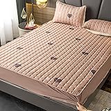 YFGY Spannbettlaken Boxspringbett Kamel 180x220cm, massiver verdickter gesteppter Matratzenbezug und Kissenbezug, Spannbetttuch luftdurchlässig für Hotelwohnungen Super King