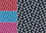Swafing Baumwoll Jersey DIY Stoff Meterware Dunkelblau mit weißen Ankern/Designs (50 x 155 cm, dunkelblau/weiße Anker) ideal für Kinder und Erwachsene für T-Shirts, Loops, H