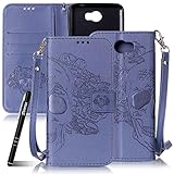 Slynmax Handyhülle für Huawei Y5 II Hülle Mädchen,Huawei Y5 II hülle Leder Hülle, Flip hülle PU Leder Case Brieftasche Ledertasche Blau Standfuß isch Kartensteckplatz für Huawei Y5 II