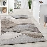 Paco Home Teppich Meliert Webteppich Hochwertig Wellen Optik Meliert Grau Beige Creme, Grösse:160x230