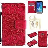 für Samsung J1 (2016) J120 Geprägte Muster Handy PU Leder Silikon Schutzhülle Handy case Book Style Portemonnaie Design für Samsung Galaxy J1 (2016) J120 + Schlüsselanhänger（/*13） (6)