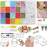 TOPLDSM Glasperlen Set 3mm, 8500 Stück Perlen zum Auffädeln Buchstaben Smiley Perlen Schmuck Selber Machen Set, Perlenkette für Armbänder Halsketten Ohrringe Selber Machen Kinder (28 Gitter)