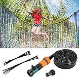 Fostoy Trampolin Sprinkler,39FT/12M Trampolin Wassersprinkler für Kinder Outdoor Trampolin Wasser Sprinkler Wasserpark für Jungen Mädchen Summer Water Fun Spray