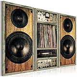 murando Akustikbild Musik Vintage 90x60 cm Bilder Akustikschaum Hochleistungsschallabsorber Schallschutz Leinwand 3 TLG Wandbild Raumakustik Schalldämmung i-B-0018-b