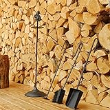 Kaminbesteck 4Pieces Kamin-Werkzeug-Set, Schmiedeeisen Feuer Toolset W / Poker, Schaufel , Pinsel, Ständer for Firepit, Herd, Kamin, Outdoor / Indoor-Kamin, schwerer Werkzeuge Zoll, 26 Zoll, Schw