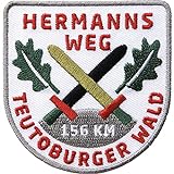 Club of Heroes 2 x Hermanns-Weg Patch 64 x 66 mm, hochwertig gestickte Aufnäher Aufbügler Bügelflicken zum aufnähen aufbügeln auf Kleidung Rucksack/Wandern Wanderweg Wanderkarte Wanderfü