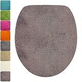 DILUMA WC-Deckel-Bezug Flauschiger Toilettendeckelbezug Klodeckelbezug mit Gummizug Premium Badteppich oval 1200 g/m² weich & kuschelig Hochflor, Farbe:Taup