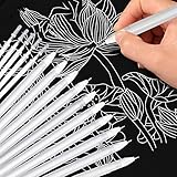 Weißer Gelstift, 10 Stück Künstler Weißer Stift mit 5 Ersatzminen für Schwarzes Papier, 0,8 mm Feine Spitze Weiß Gelschreiber zum Zeichnen Highlights Outline Skizzieren Kunstdesig