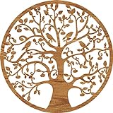Lebensbaum Holz Ø 49 cm - in 8 Holz-Optiken-Wandbild - Buche-Eiche-Ebenholz-Bambus- Baum des Lebens - ideale Geschenkidee - Hergestellt in Ö