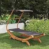 Festnight Hängematte mit Dach Sonnenliege Holz Gartenliege Schwebeliege Liegeinsel Outdoor Terrassenliege Saunaliege Holz 100x198x150 cm Fichte M