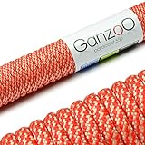 Ganzoo Paracord 550 Seil für Armband, Leine, Halsband, Nylon-Seil 30 Meter, orange weiß