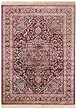 Carpeto Rugs Teppich mit Fransen Orientalisch in Rot Weinrot - Wohnzimmer Schlafzimmer - Klassisch Orient Muster dicht gewebt - Kurzflor Weiche Viskose - Faser 80 x 150