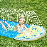 CLISPEED Rasen-Wasserrutschen für Kinder, 15,7 Fuß einfach einzurichten und aufblasbarer Pool Wasserrutschen und Rutsche Outdoor-Sommer-Wasserspielzeug für Hinterhof-Rasen-G