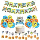 smileh Geburtstagsdeko Pete die Katze Luftballons Kindergeburtstag Ballons Alles Gute zum Geburtstag Girlande Tortenaufsätze für Kinder Pete the Cat Thema Geburtstagsparty Dek