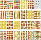 JBSON Belohnungstafel kinder,Smiley,Aufkleber kinder,5200 Stück Sticker als Ansporn für Klassenzimmer und Schule,23 verschiedene Designs einschließlich Smiley, Sternen,Daumen, Herz, Ap