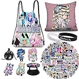 Gacha Life Set Rucksack Tasche Aufkleber Schlüsselanhänger Handyhalter Pins Poster Kissenbezug (A)