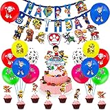 THEXIU Paw Patrol Geburtstag Dekoration Set,paw Patrol Geburtstag deko，Paw Dog Patrol Hängen Wirbel Deko Pfotenpatrouillen Geburtstag Dekoration，Happy Birthday Deko Spirale Konfetti Partyk