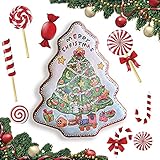 Blechdose in Weihnachtsbaumform, mit Deckel, für Kekse, Süßigkeiten, Lebensmittel, mit Schneemann, bedruckter versiegelter Dose, Aufbewahrungsb