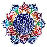 ImZauberwald Flower of Life patch - holy geometry (20cm, UV white, rainbow celtic mandala)