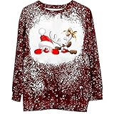 Sweatshirt Pullover Damen Weihnachten Print Langarmshirt Warm Casual Bluse T-Shirt Tops Langarm Oberteil Lose Streetwear Sweatjack