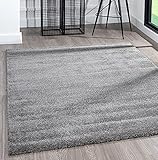 the carpet Grande Moderner Flauschiger Dichter Kurzflor Wohnzimmer Teppich, Supersoft Feeling, Melange Effekt, Eleganter Glanz, Anthrazit, 120 x 170