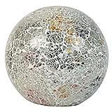 Beleuchtete Mosaikkugel silber aus farbigem Glas gefertigt Durchmesser 20