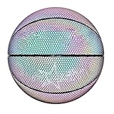 Finetoknow Luminous Reflective Basketball Holographic Glowing Reflective Basketball Beleuchtetes Glow Basketball-Nachtspiel Tragbar für Street Gym C