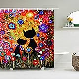 zachking 3D Druck Schöner Hund Katze wasserdichte Duschvorhang Badezimmer Cartoon Alpaka Einhorn Badewanne Vorhänge Polyester Badvorhang 66x72Inch(168x183cm) OneC