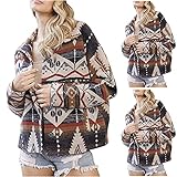 Hirolan Damen Casual Jacke Blumenmuster Langarm Bomberjacke ReißVerschluss Stehkragen Outwear Kurz Coat Herbst FrüHling Oversized Weich MäDchen Teddy F