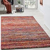 Paco Home Teppiche Modern Wohnzimmer Teppich Spezial Melierung Rot Multicolour Meliert, Grösse:80x150