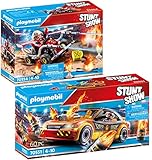 PLAYMOBIL® Stuntshow 2er Set 70551 70554 Crashcar + Feuerwehrk
